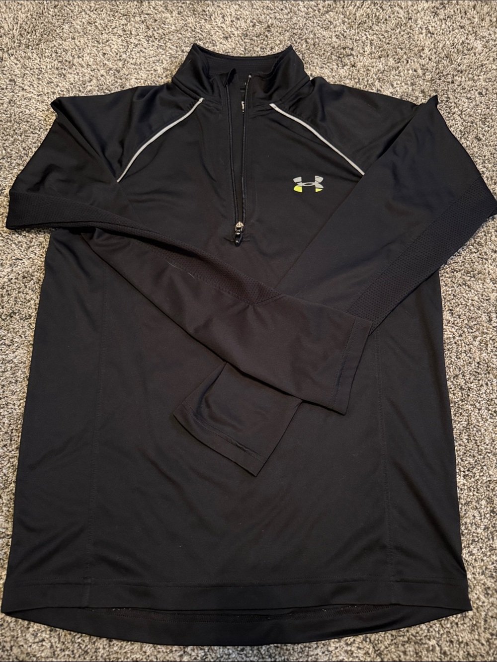 Under Armour Men’s Black Quarter-Zip Performance Pullover with Reflective Trim